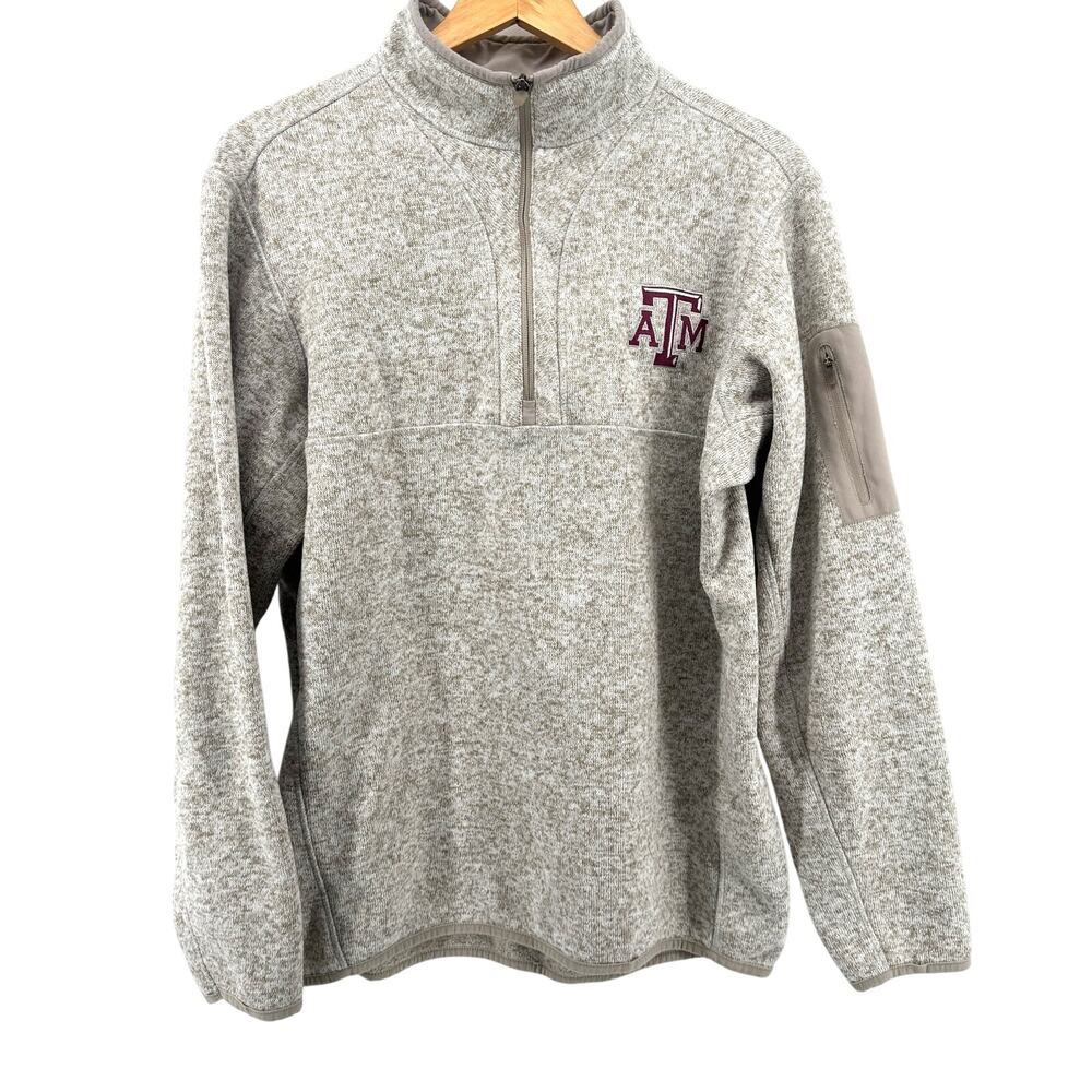 Texas A&M Antigua Mens Half-Zip Pullover Gray Jacket Aggies-Size Large